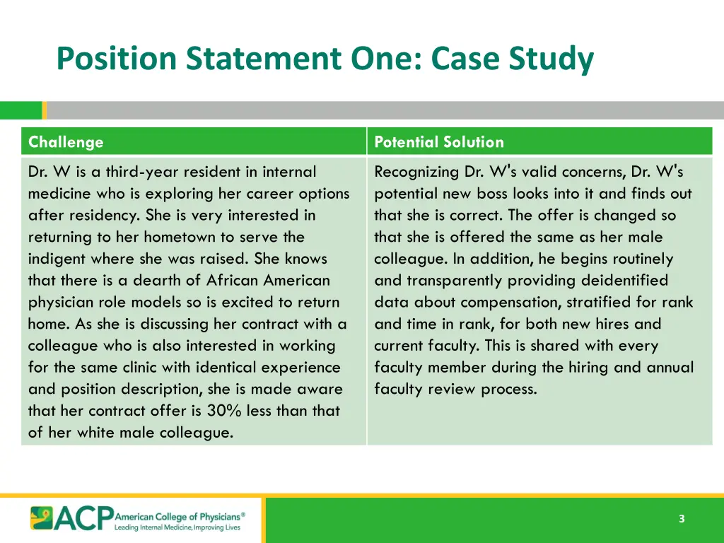 position statement one case study