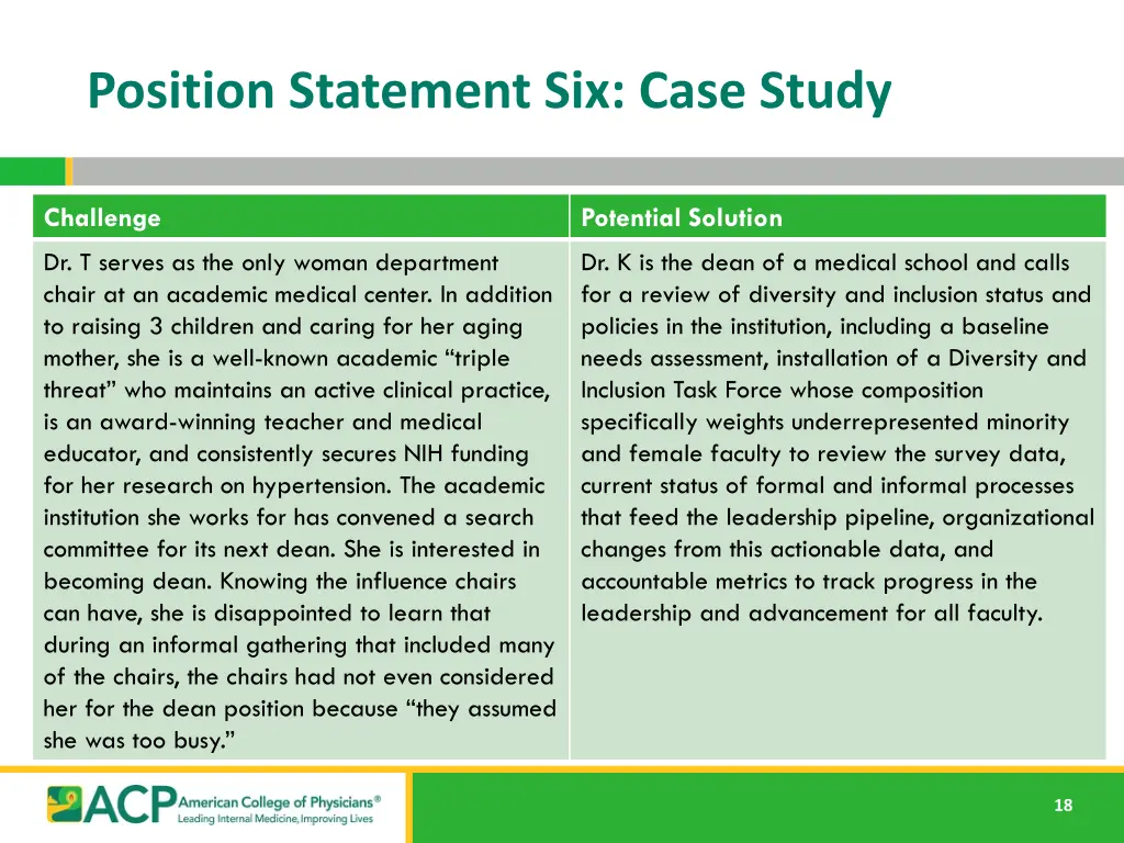 position statement six case study