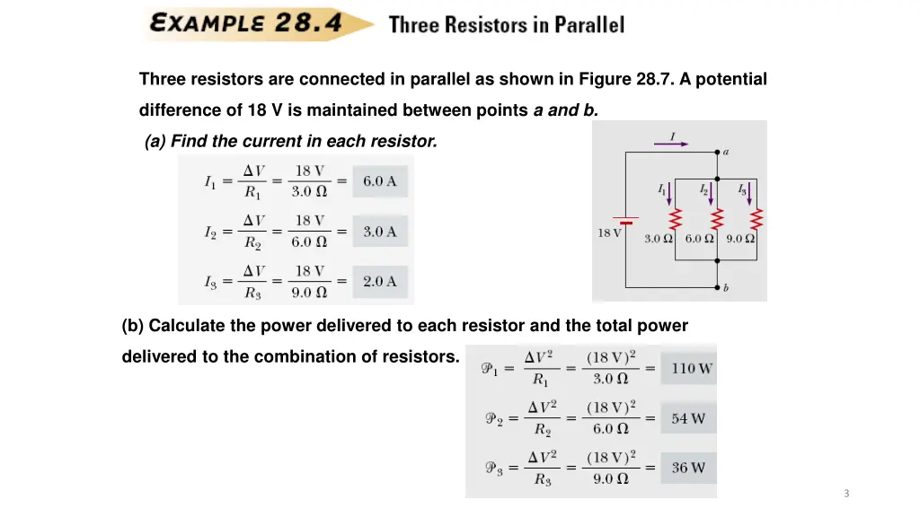 three resistors are connected in parallel