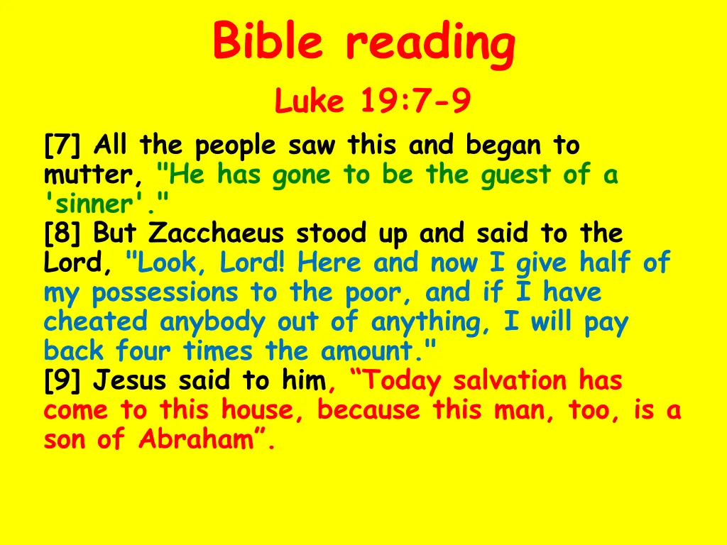 bible reading luke 19 7 9