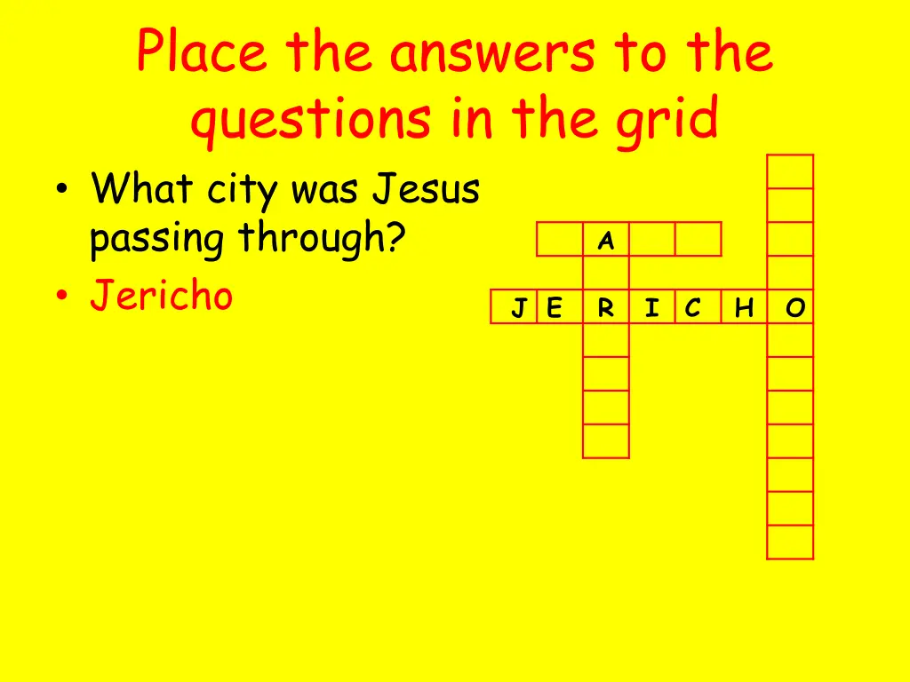 place the answers to the questions in the grid 2