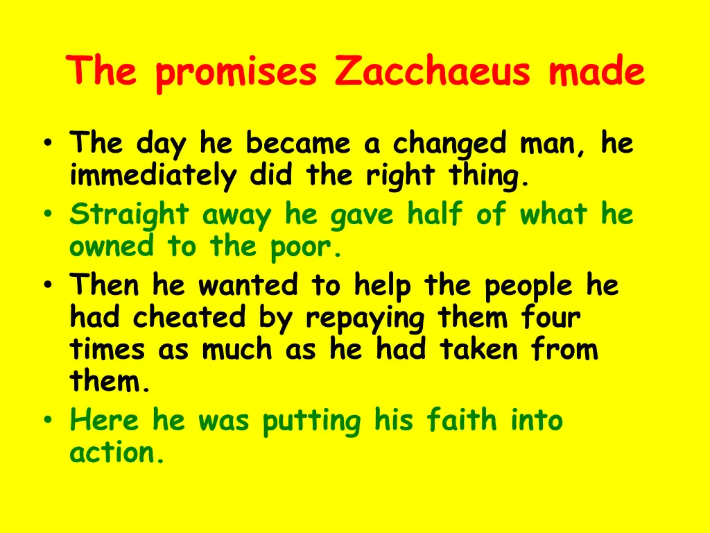 the promises zacchaeus made