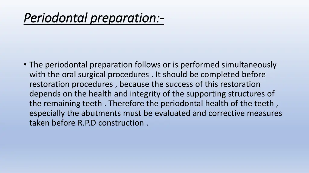 periodontal preparation periodontal preparation