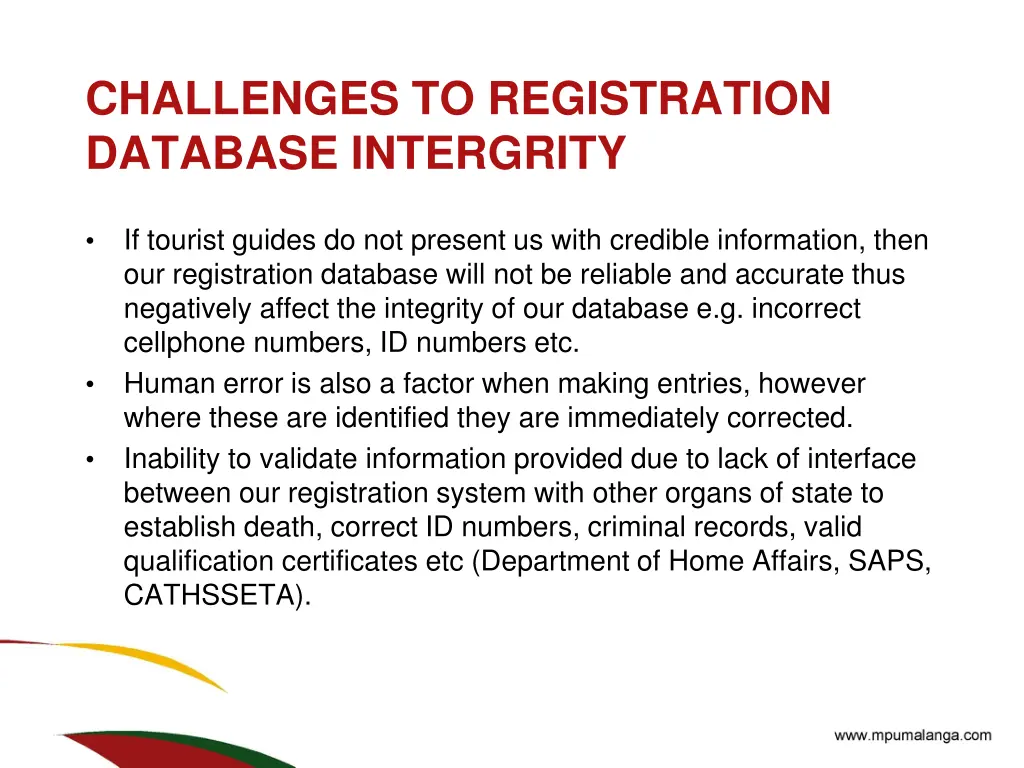 challenges to registration database intergrity