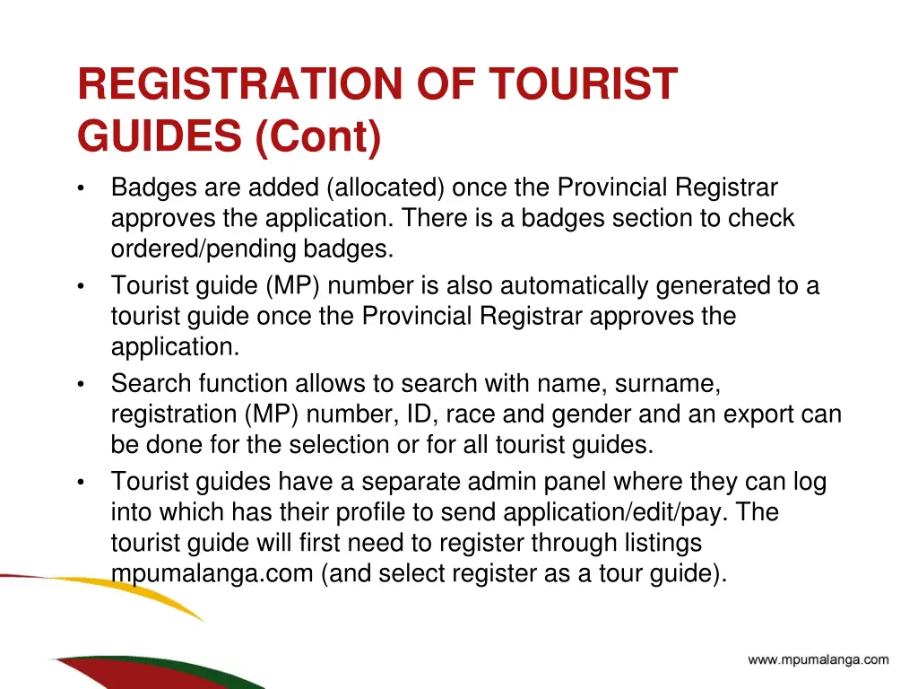 registration of tourist guides cont badges