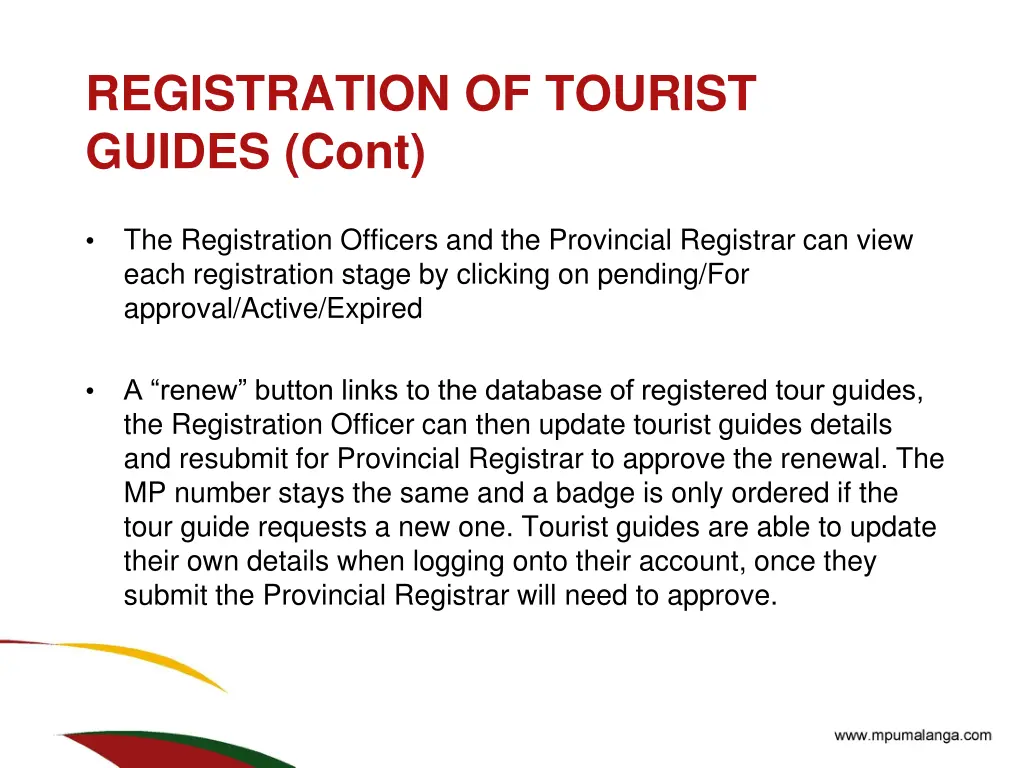 registration of tourist guides cont