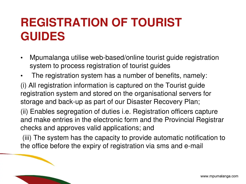 registration of tourist guides