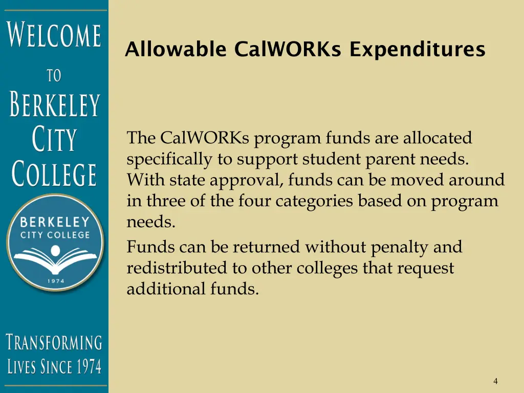 allowable calworks expenditures