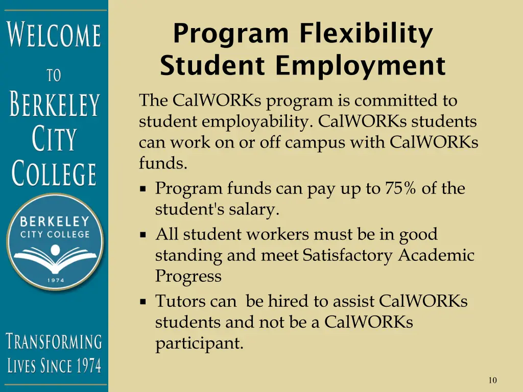 program flexibility student employment