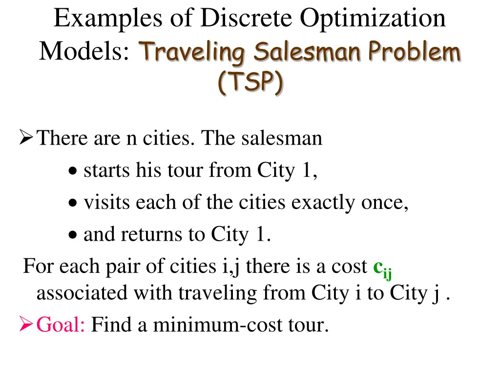 examples of discrete optimization models