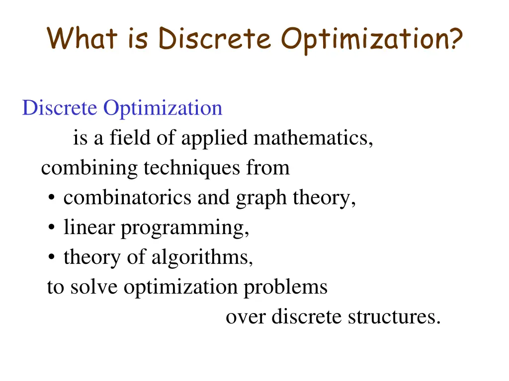 what is discrete optimization