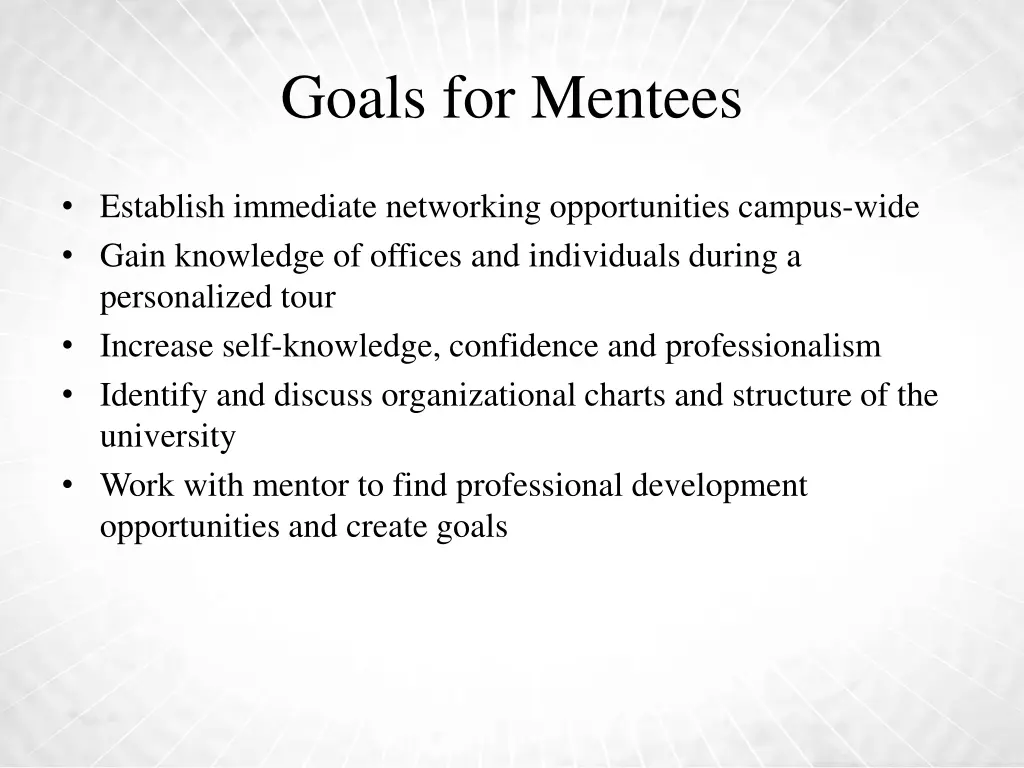 goals for mentees