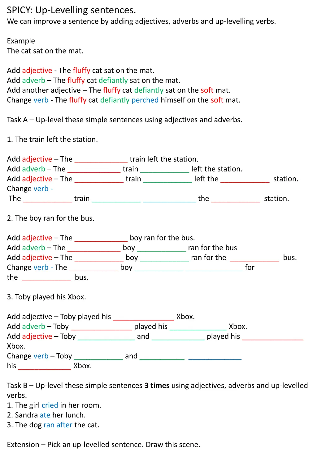 spicy up levelling sentences we can improve