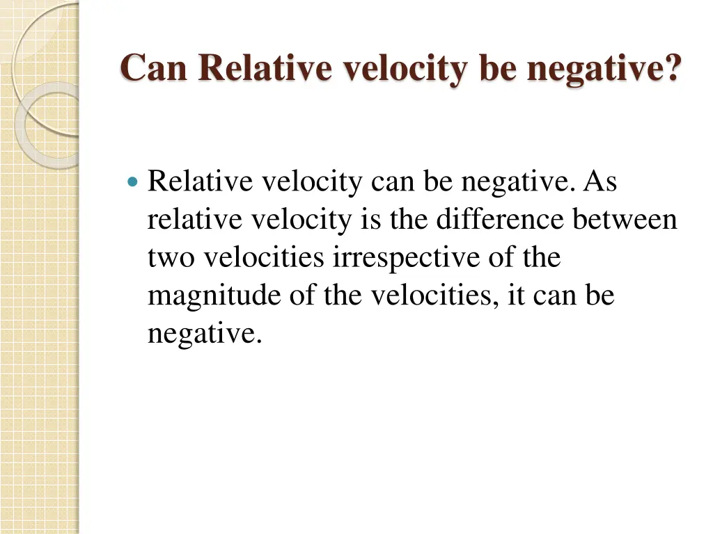 can relative velocity be negative