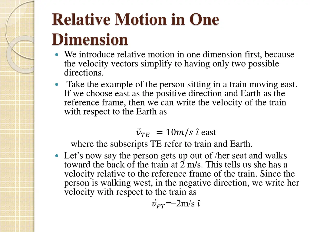 relative motion in one dimension we introduce