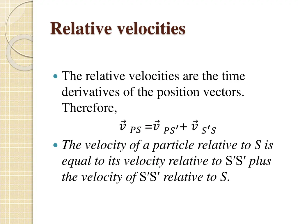 relative velocities