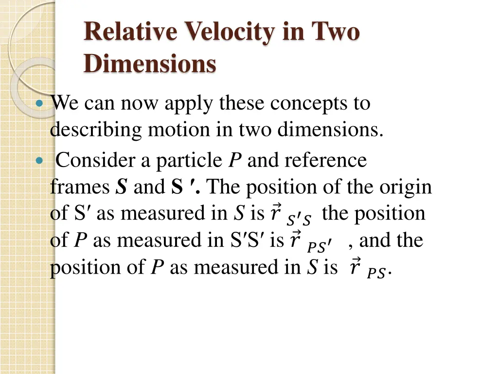 relative velocity in two dimensions