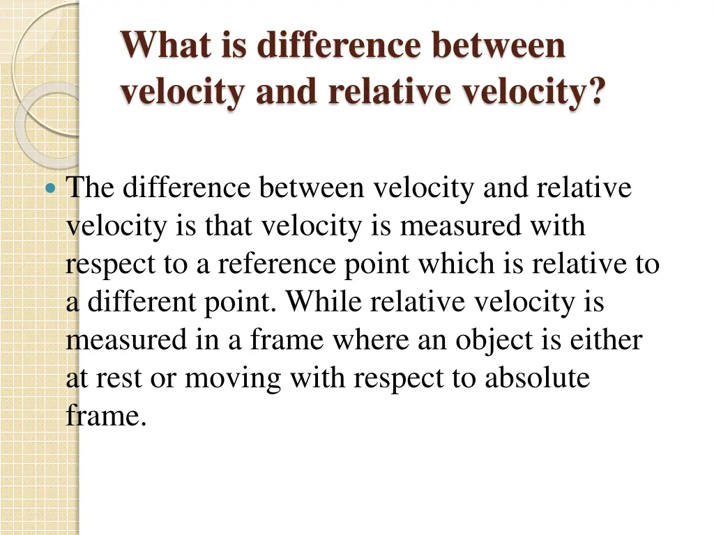 what is difference between velocity and relative