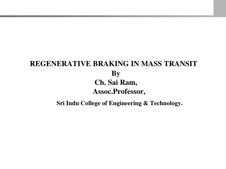 regenerative braking in mass transit