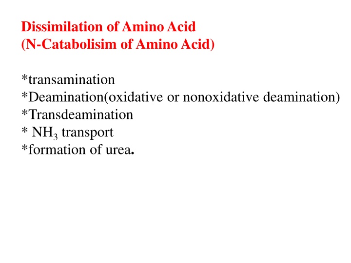 dissimilation of amino acid n catabolisim