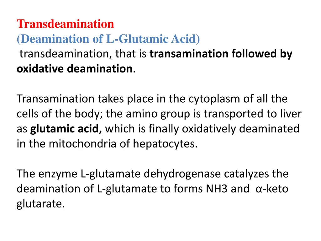 transdeamination deamination of l glutamic acid