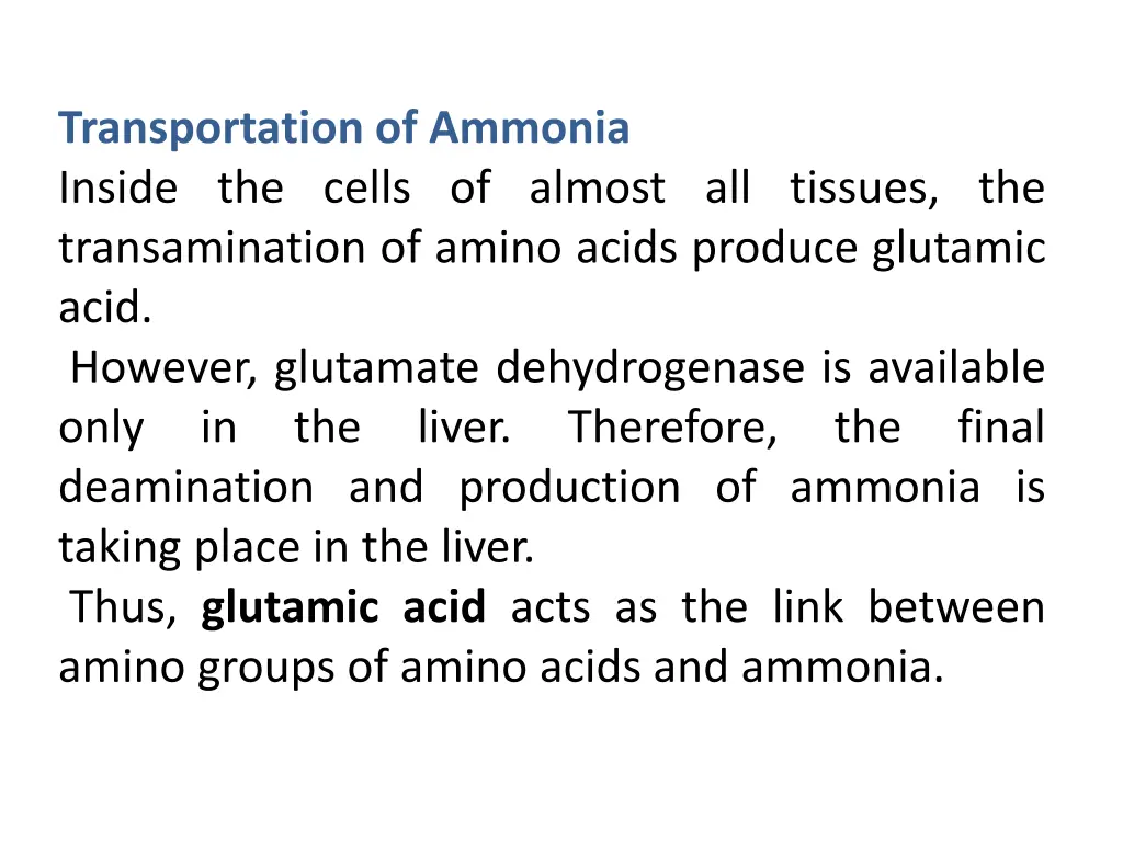 transportation of ammonia inside the cells