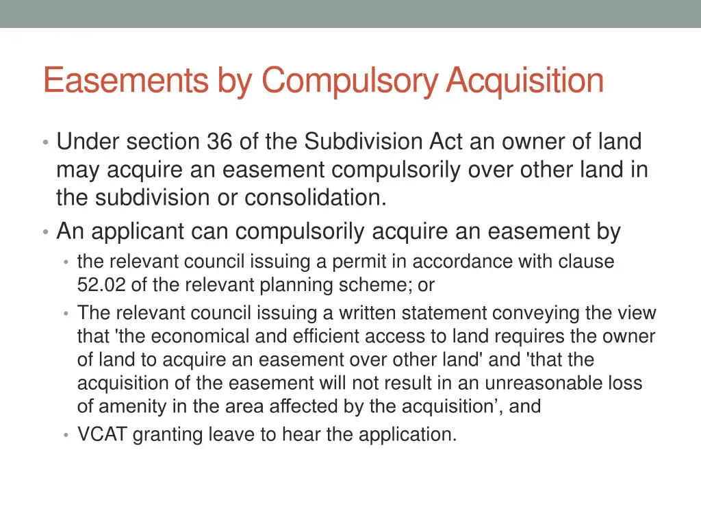 easements by compulsory acquisition