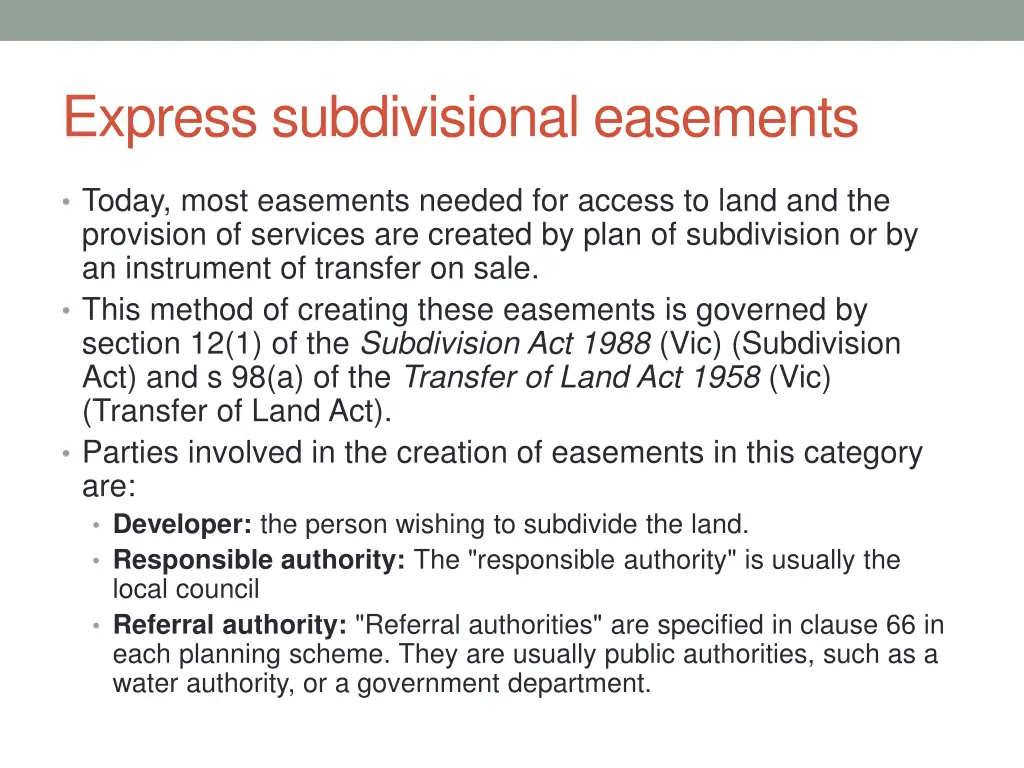 express subdivisional easements