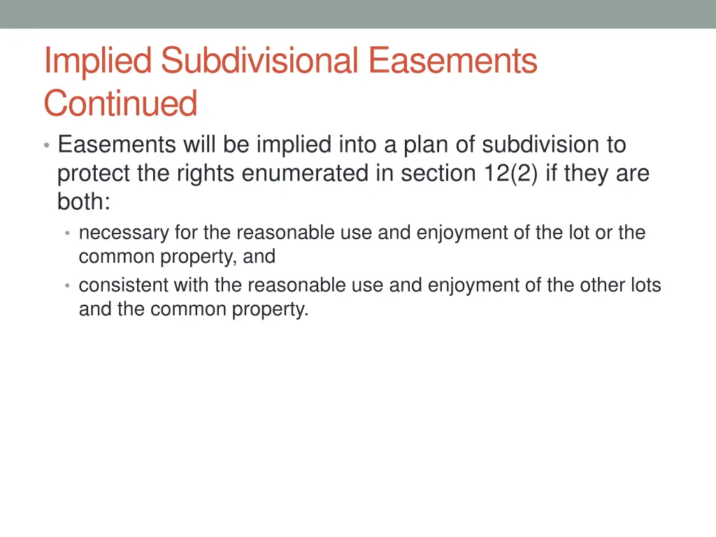 implied subdivisional easements continued