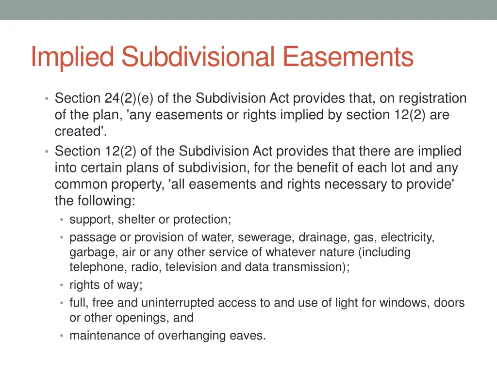 implied subdivisional easements