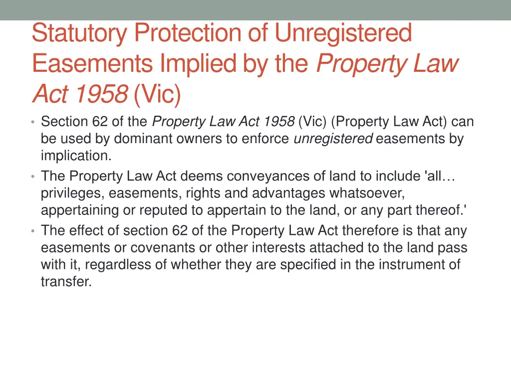 statutory protection of unregistered easements