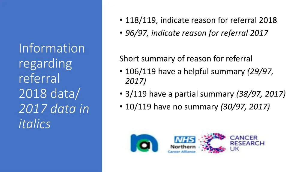 118 119 indicate reason for referral 2018