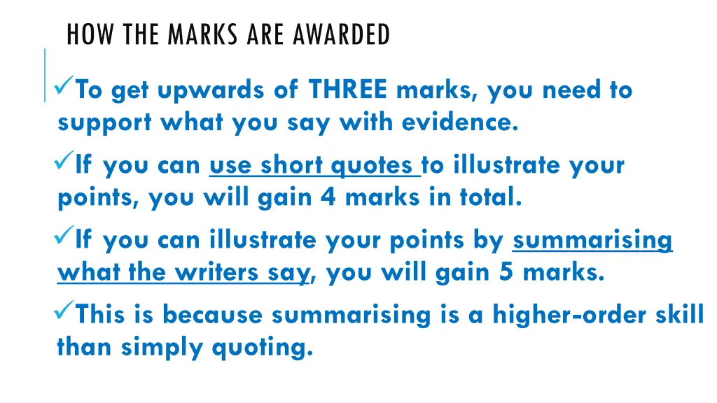 how the marks are awarded 3