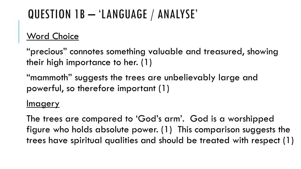 question 1b language analyse