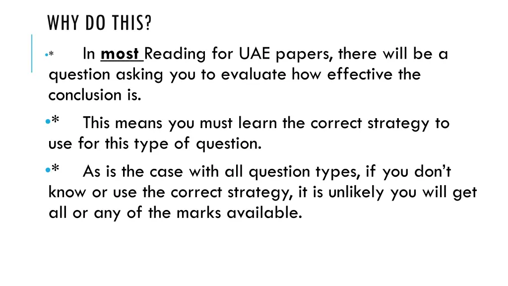 why do this in most reading for uae papers there