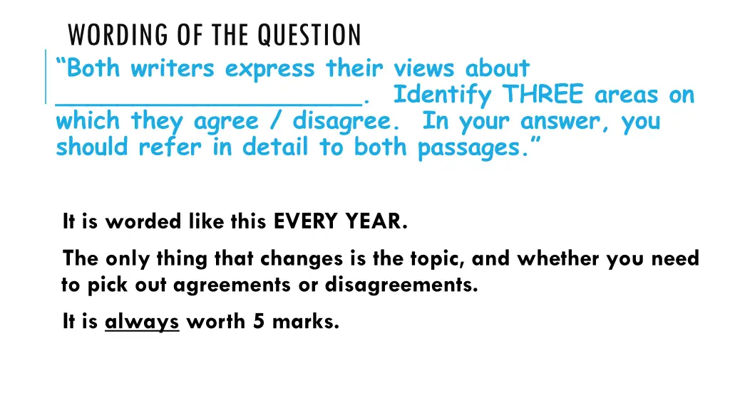 wording of the question both writers express