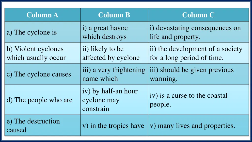 column a 2