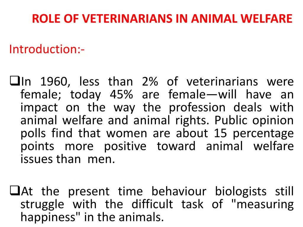 role of veterinarians in animal welfare