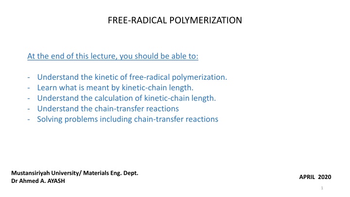 free radical polymerization