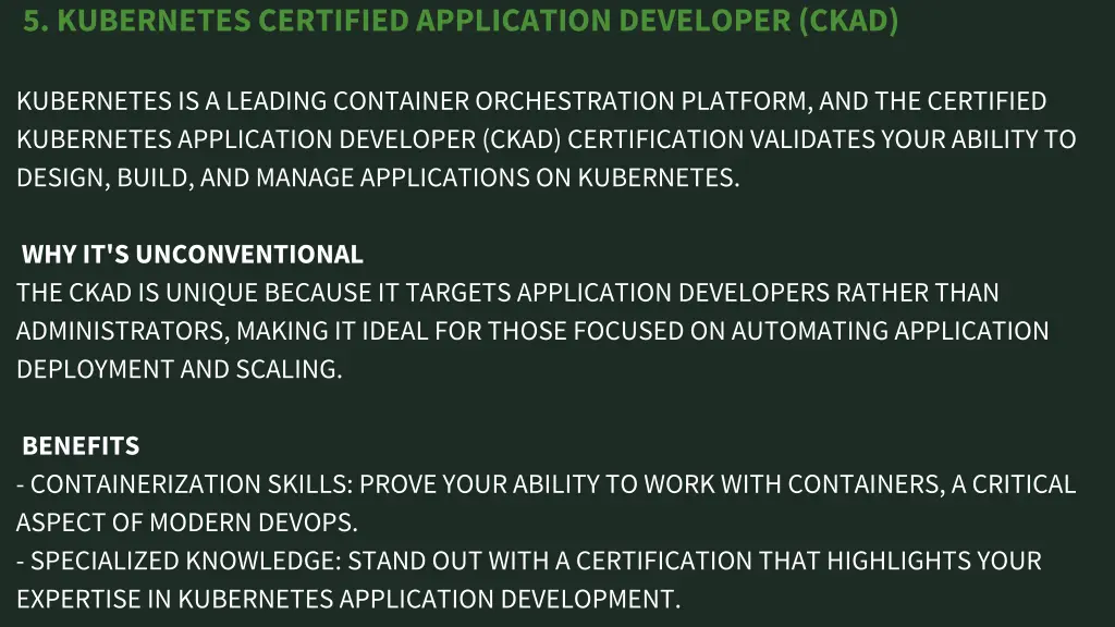 5 kubernetes certified application developer ckad