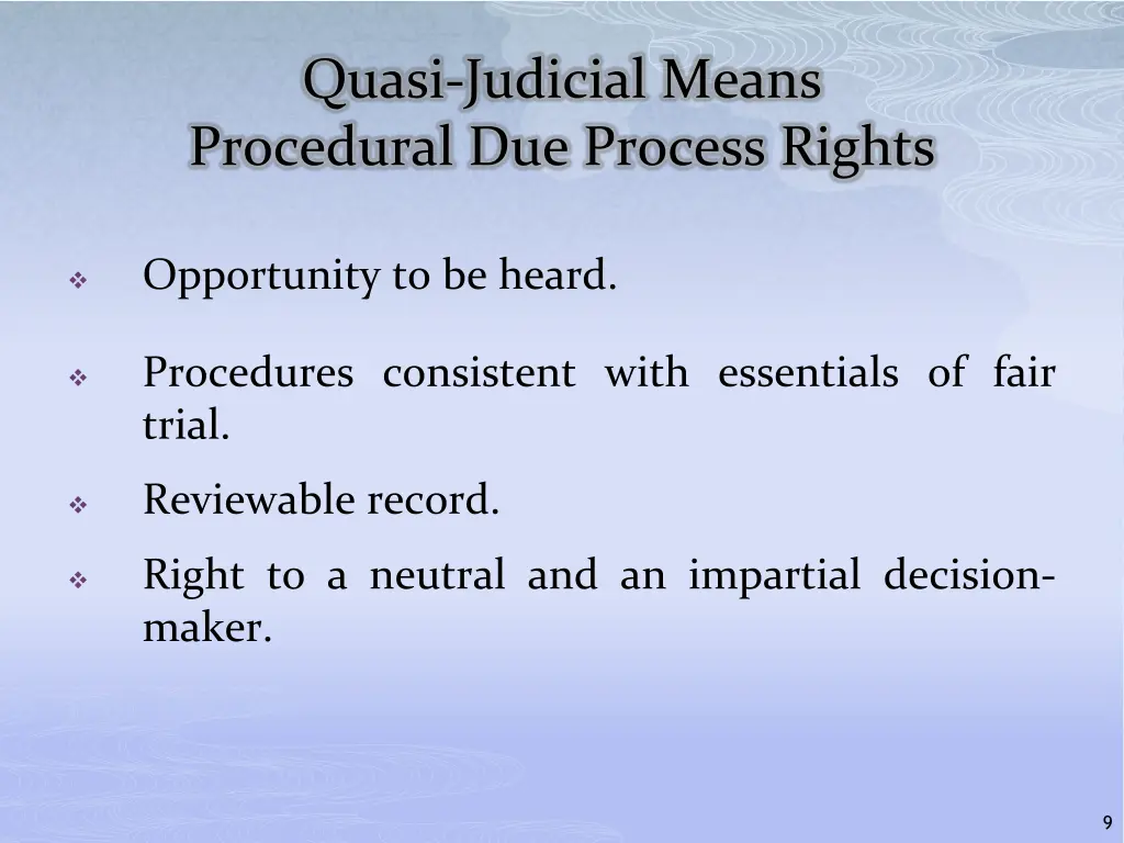 quasi judicial means procedural due process rights