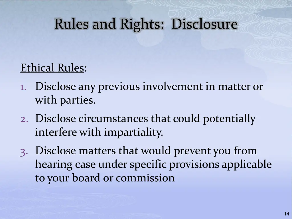 rules and rights disclosure