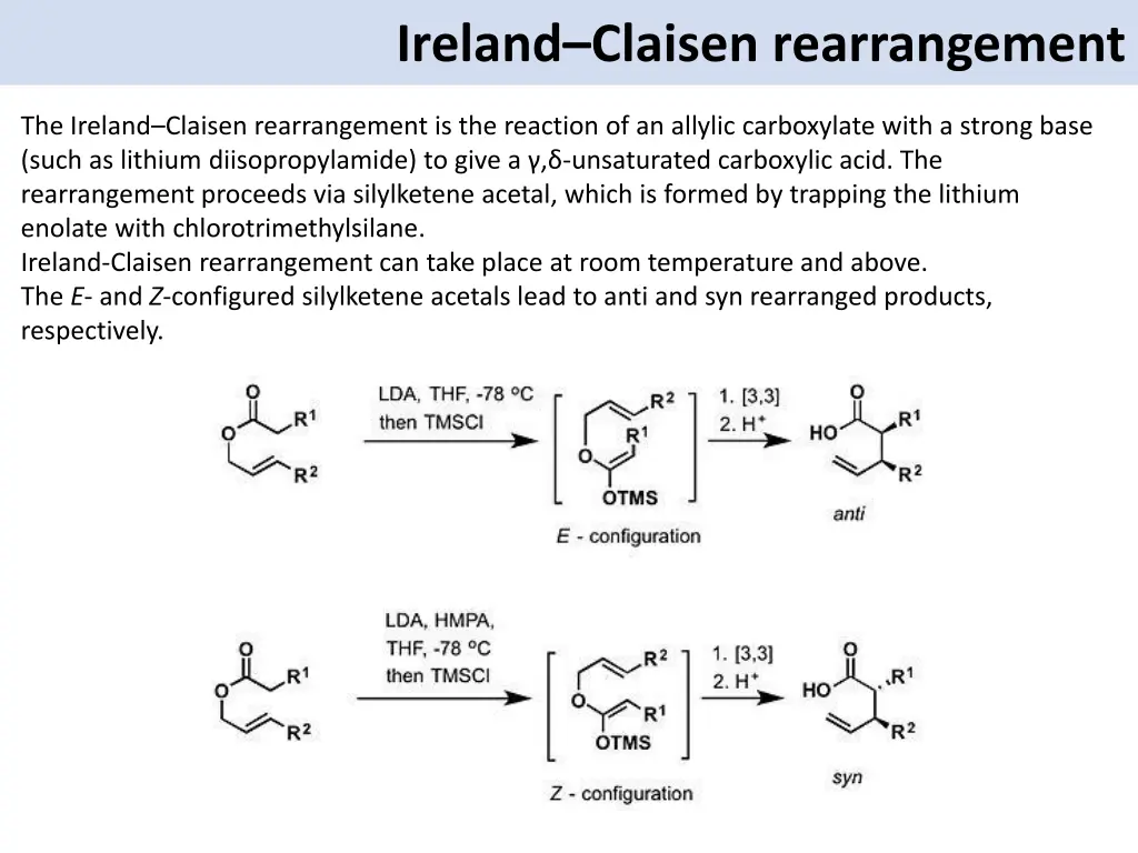 ireland claisen rearrangement