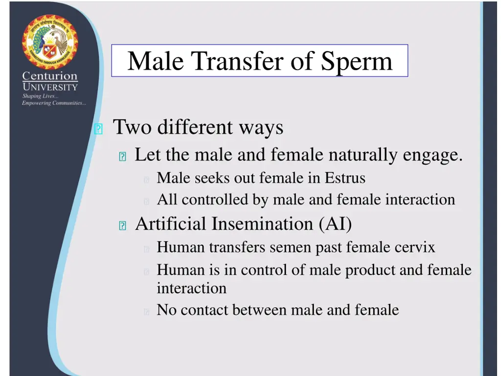 male transfer of sperm