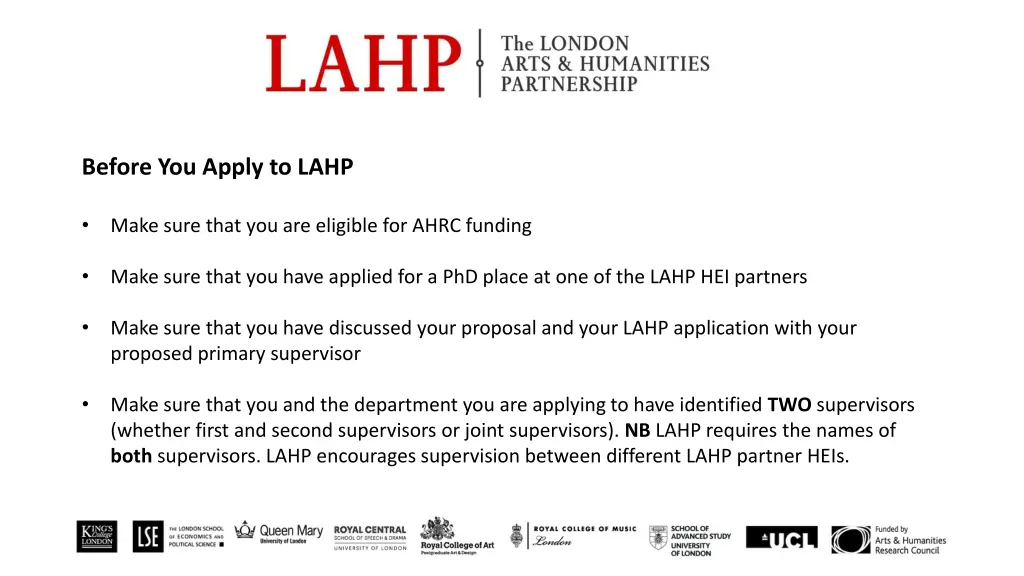 before you apply to lahp