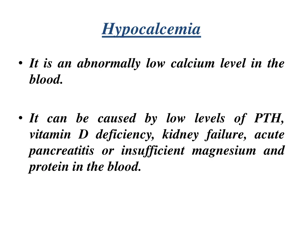 hypocalcemia