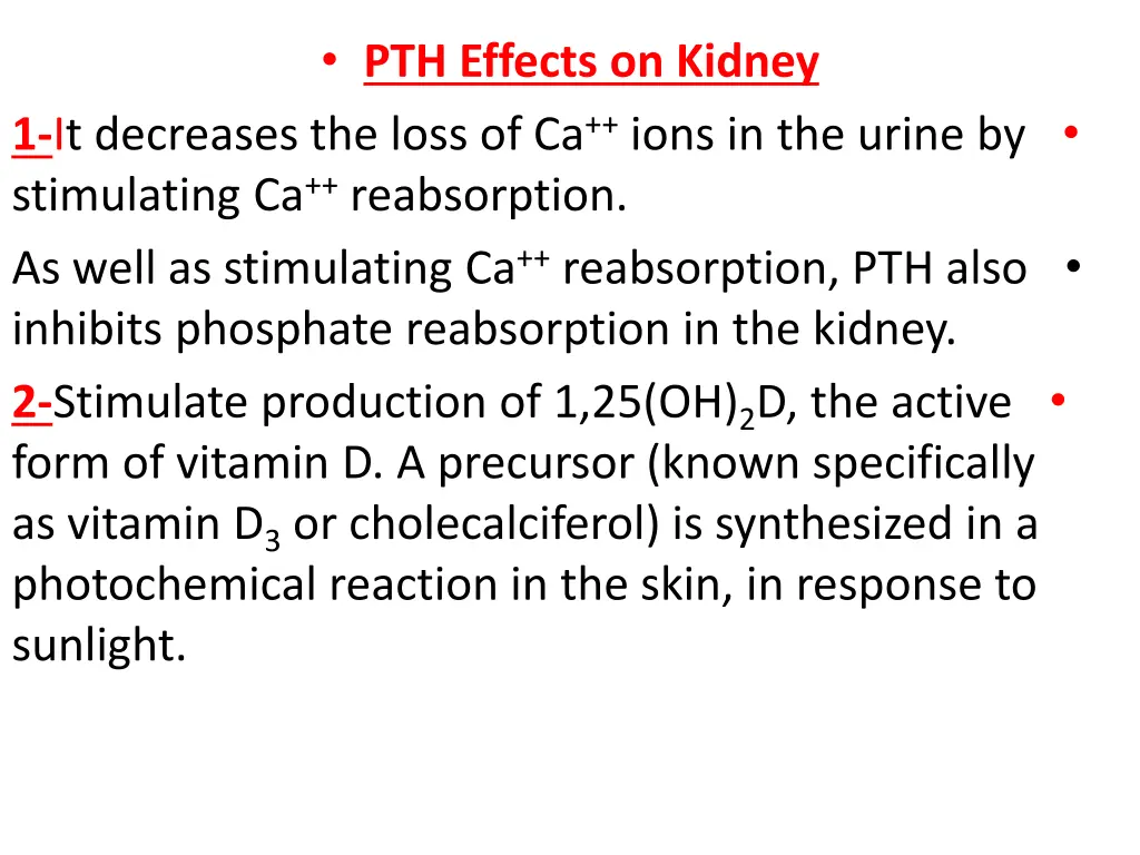 pth effects on kidney