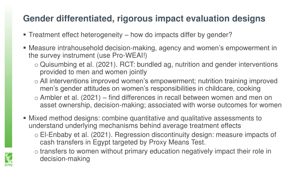 gender differentiated rigorous impact evaluation