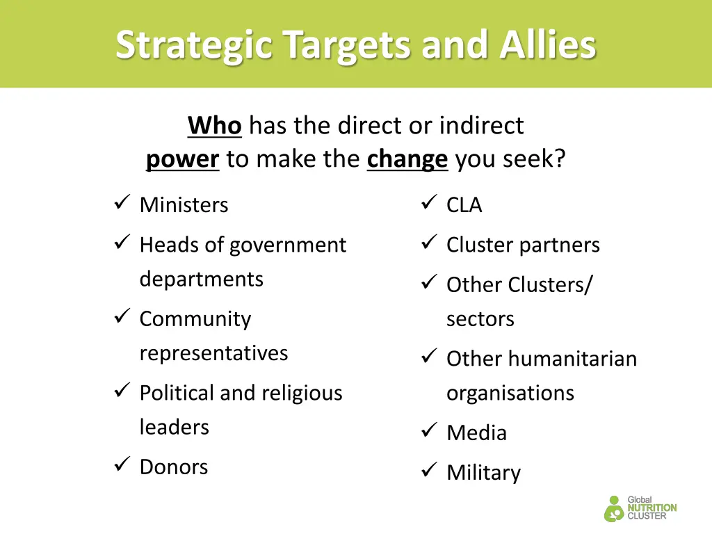 strategic targets and allies