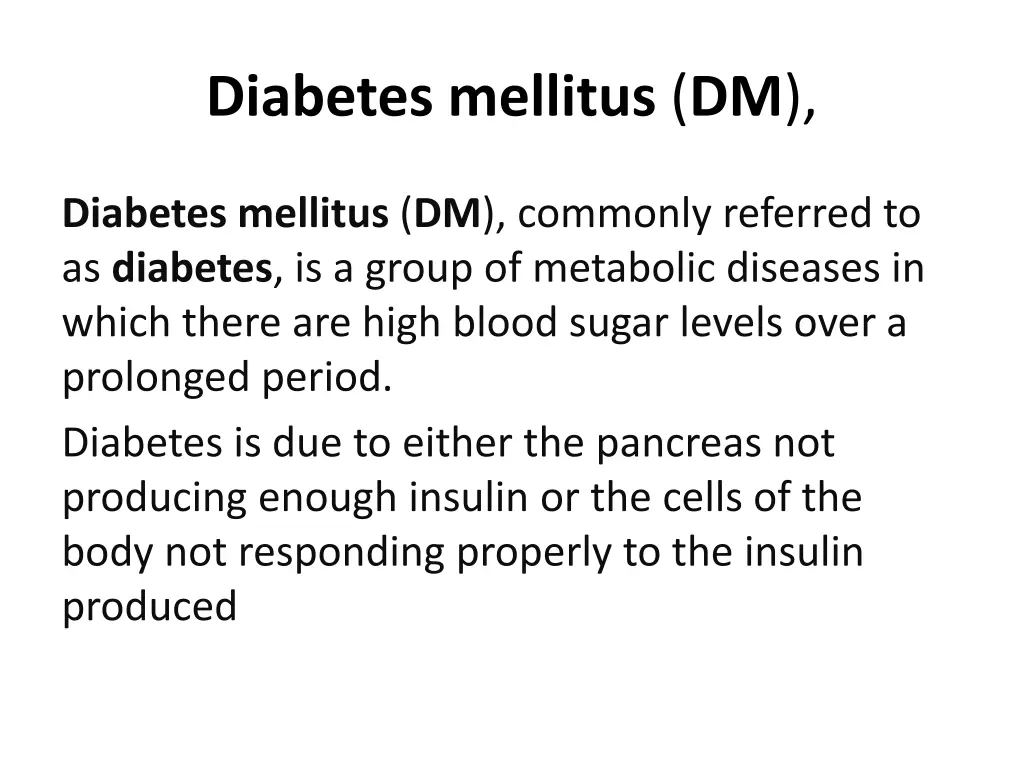 diabetes mellitus dm